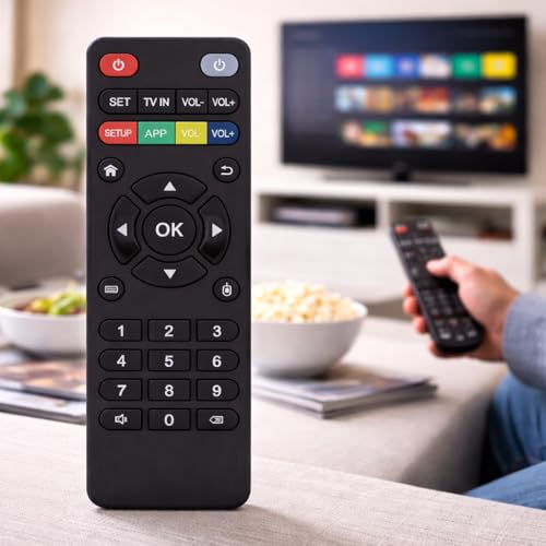 Controle Remoto Universal TV Smart Premium IR TV Box Android Ultra Versátil Botões de Atalho Longo Alcance Plug Play Preto