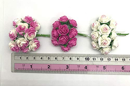 RATREE 888 100 pcs mini Rose Mixed Pink Colors Mulberry Paper Flower 15-18 mm Scrap Booking Wedding DIY Craft Supplies Card, Small Roses (Mixed Pink)