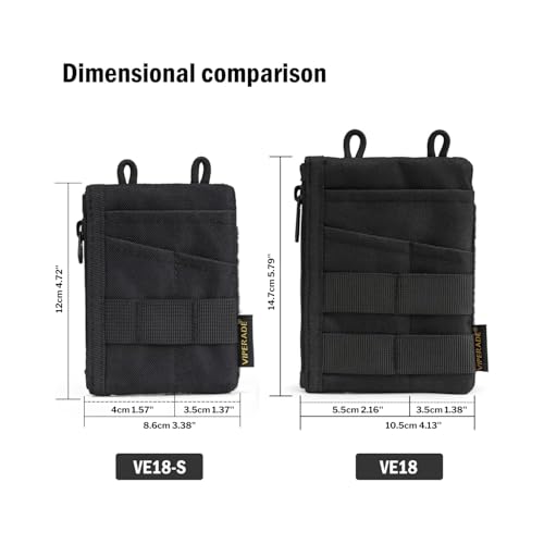 Image of VIPERADE VE18 EDC Pouch, Pocket Organizer Pouch for Men, EDC Pocket Organizer Pouch, 3 Slots with 2 Zipper Pockets, Velcro Pouch Multitool Pouch (Small-VE18S)