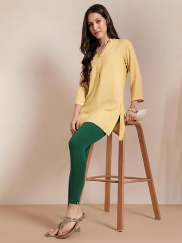 Image of TWIN BIRDS Super Stretchable Cotton Elasthane Fabric Ankle Length Leggings for Women