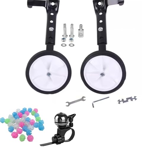 Multi-speed Kids Bike Training Wheels for 18inch 20inch 22inch 24inch Bikes Variable Speeds Bicycle Training Wheels Heavy Duty Adjustable Train Wheels Mounted Kit for Mountain Bicycle (Black)