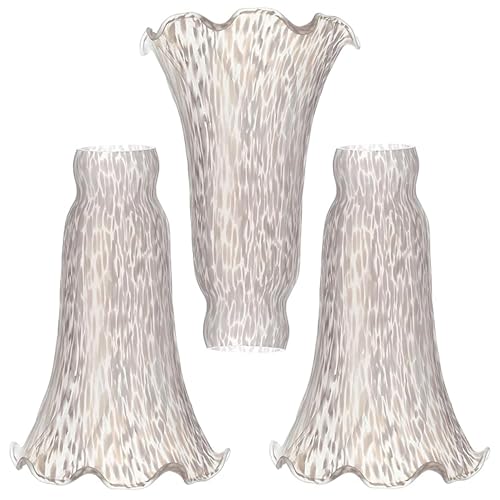 HWDFEI Lily Flower Glass Lampshade Replacement, 3 Pack,Tulip Style Table Floor Lamp Shade Replacement 4.2" x 4.2" x 6.7" (White)