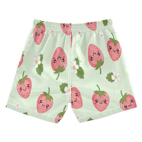 Boys Swim Shorts, Anti-Chafe Swim Trunks Boys 2 T, Cute Strawberries2