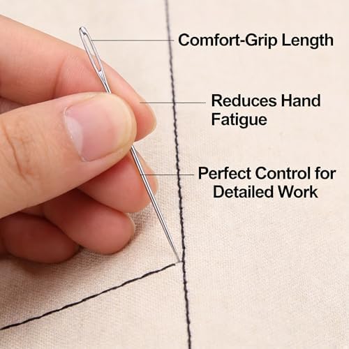 25pcs Large Eye Sewing Needles Set, Ergonomic Hand Sewing Needles for Seniors, Perfect for Yarn Knitting, Embroidery, Leather Craft, with Wooden Storage Case, Ideal Gift for Craft Enthusiasts — view 6