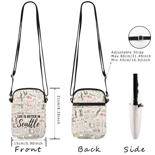 WCGXKO Seattle Gifts And Souvenirs Life Is Better In Seattle Crossbody Bag Seattle Trip Gift For Women2