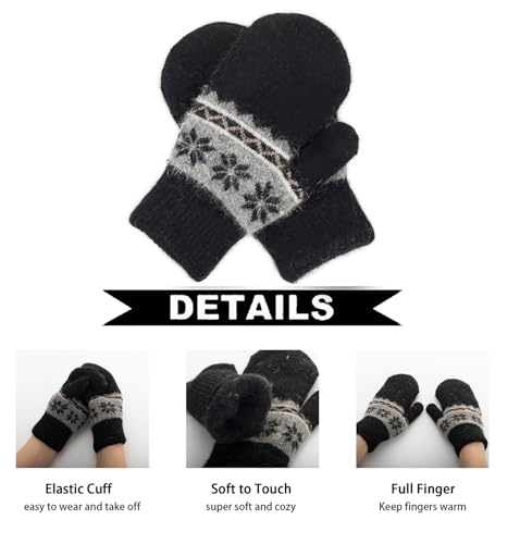 Winter Warm Mittens for Kids - Boys-Girls Cute Snowflake Mittens Outdoor Snow Gloves(for 6-12 Years)4
