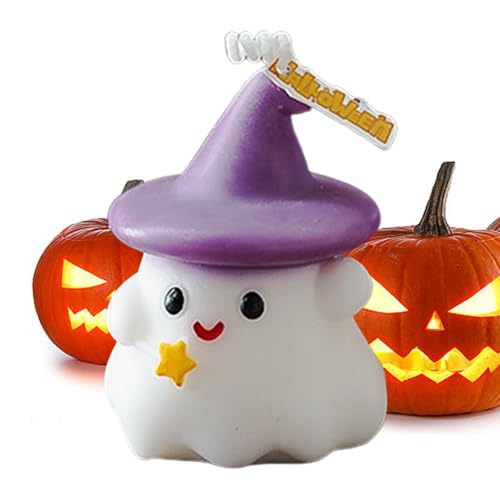 Velas perfumadas con espíritu de Halloween, 2 unidades, divertidas velas perfumadas con cara de fantasma, velas perfumadas con forma de fantasma, decoración espeluznante de Halloween para mesa de