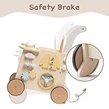 ROBOTIME Baby Walker, Wooden Pram Toy, Push Along Walker Pushchair, Educational Toy Gift for Boys Girls, Safe First Step Walker with Under-Seat Storage for Age 10 Months+ - Image 5