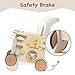 ROBOTIME Wooden Baby Walker, Baby Push Walker, Baby Activity Center Toys - Toddler Walking Activity Center Push Toys with Safety Brake, Baby Walker for Motor Skills (Rattan Doll Walker)