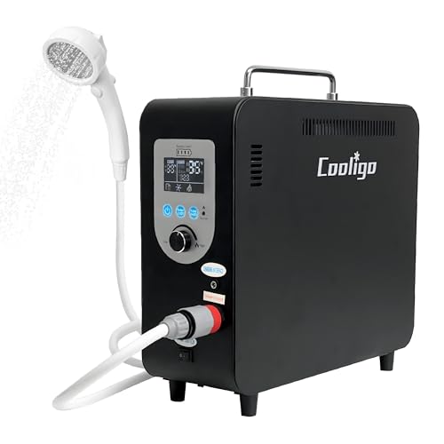 Portable Propane Water Heater for Camping Shower, 40,900 BTU 4500mAh Rechargeable Battery, Tankless Water Shower for Outdoor Shower with Pump, Table Top Camp Water Heater for Camping and Vacationing