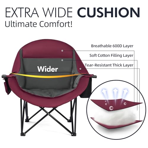 Image of Oversized Camping Chair for Adults 2 Pack - Heavy Duty Outdoor Padded Chair