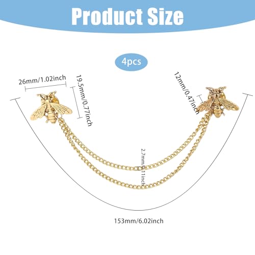 Image of CHGCRAFT Bee Chain Brooches and Pins Chain Collar Pins for Women Safety Brooch Pin for Clothes Jewelry Decoration