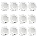 Energetic 12 Pack Retrofit LED Recessed Lighting 6 Inch, Dimmable, 12.5W=100W, Daylight 5000K, 950LM High Brightness, Simple Retrofit Downlight, Can Lights with Baffle Trim, Damp Rated, ETL & FCC