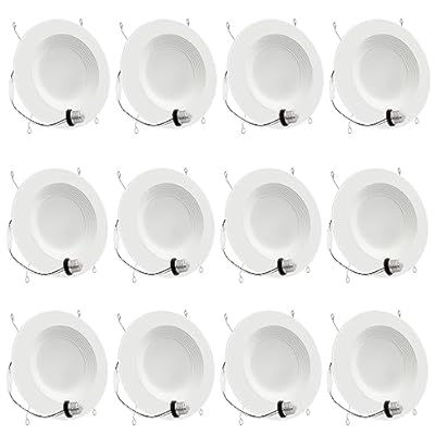 Energetic 12 Pack Retrofit LED Recessed Lighting 6 Inch, Dimmable, 12.5W=100W, Daylight 5000K, 950LM High Brightness, Simple Retrofit Downlight, Can Lights with Baffle Trim, Damp Rated, ETL & FCC