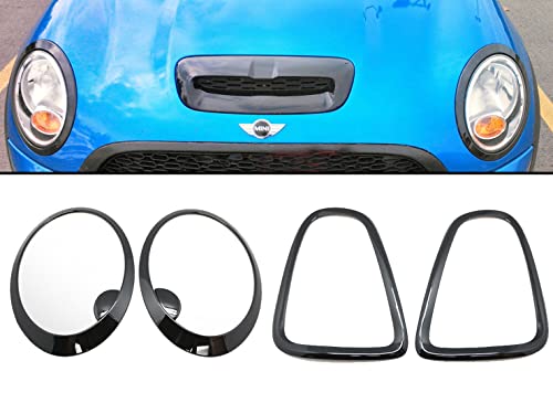 Gazoz Performance Gp Headlight & Tail Light Rims For Mini Cooper - Glossy Black Finish Car Light Cover, Stick On 3M Replacement Trims For R56, R57, R58, And R59 - Mini Cooper Accessories #TOP7