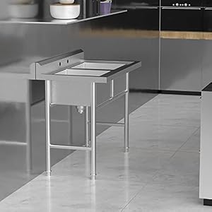 Bonnlo Commercial 304 Stainless Steel Sink 2 Compartment Free Standing Utility Sink for Garage, Restaurant, Kitchen, Laundry Room, Outdoor, 35.8" W x 21.3" D x 40" H Bonnlo Commercial 304 Stainless Steel Sink 2 Compartment Free Standing Utility Sink for Garage Restaurant Kitchen Laundry Room Outdoor 358 W x 213 D x 40 H