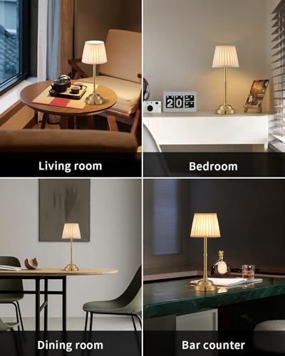 Kdg AMZ-TBL-022-BRONZE-2 Cordless Led Table Lamp Set Of 2, Portables Fabric Shade Desk Lamps thumb #5