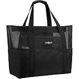 ZUXNZUX Strandtasche XXL Familie, Strandtasche mit Reißverschluss, Groß Faltbar Ultraleicht Badetasche Wasserdicht Sandkontrolle, Tasche Schwimmtasche Damen Herren für Sommer Strand Urlaub