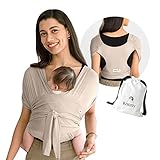 Konny Baby Carrier Summer | Ultra-Lightweight, Hassle-Free Baby Wrap Sling | Newborns, Infants to 44 lbs Toddlers | Cool and Breathable Fabric | Sensible Sleep Solution (Beige, L)