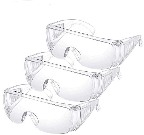 3PCS YH&GS Safety Glasses Over Glasses Goggles Protective Eyewear for Work - Anti Fog Shooting Glasses Eye Protection with Clear Vision,Scratch & UV Resistant Safety Glasses for Men Lab Clear (3pcs)
