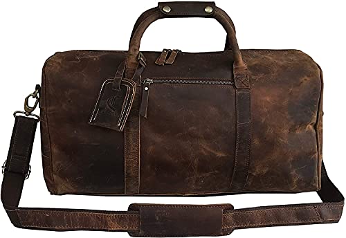 Genuine Buffalo Leather Travel Duffle Bag | Overnight Weekend Leather Bag | Sports Gym Duffel for Men Travelling Combo With Toiletry2
