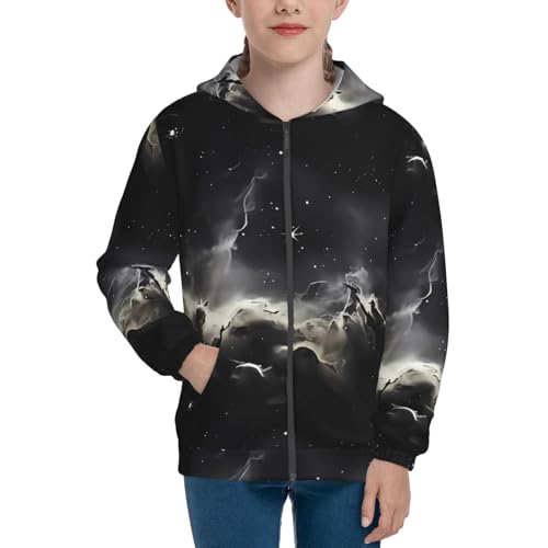 Starry Sky Nebula Kids Pullover Hoodies Boys Zip Up Sweatshirts Girls Athletic Clothes with Pocket3