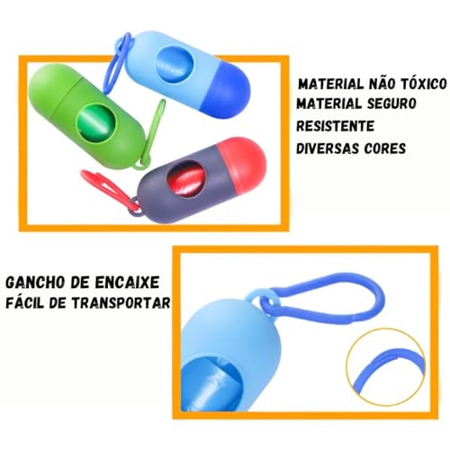 KIT Porta Saquinho de Lixo Para Pet Cão e Gato Dispenser Bag de Coleira Para Coletores Cata Caca Com