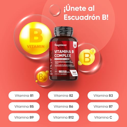 Vitamina B Complex con Vitamina C 365 Comprimidos Veganos Para 1 Año - Complejo B Completo con B1, B2, B3, B5, B6, B7 (Biotina), B9 (Ácido Fólico) y B12 - imagen 2