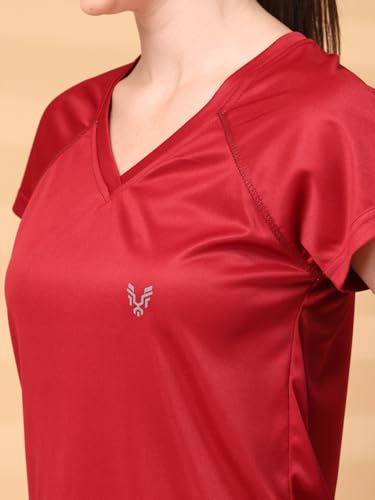Image of UZARUS Women's V-Neck Sports T-Shirt | Pack of 2 | Gym, Yoga & Activewear Top