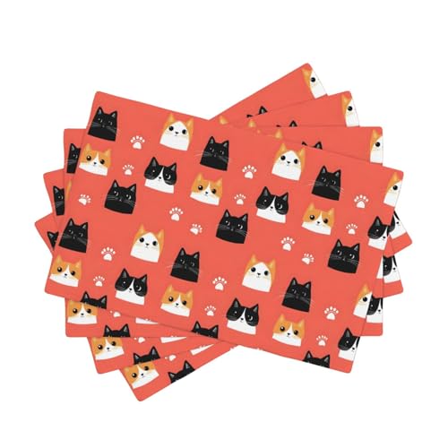 Set de table en tissu imprimé chat mignon, finition premium pour réception - 2