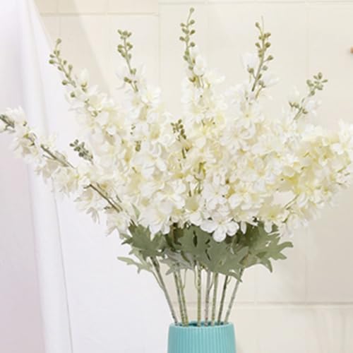OUKEYI 6 flores falsas de 33.5 pulgadas, flores artificiales de delfinio, flores artificiales de seda, flores artificiales de espolón de larkspur flores de tallo largo para jarrón alto, decoración del
