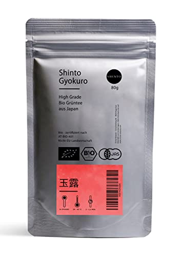 Shinto Gyokuro – High Grade- Té verde orgánico de la 1ª cosecha (Ichibancha) – Sombreado completo durante aproximadamente 15 días - Vaporizado 30 seg. - Certificado JAS y EU BIO - Importación directa