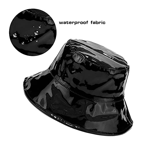 Xyiyi Women Black Rain Hats Waterproof Rain Hat Wide Brim Bucket Hat Rain Cap thumb #4