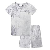 Hikido 2t Boys Clothes Outfit Toddler Neckline T-shirt Shorts Sleeve Set Cool Baby Girl Summer Clothes Fashion Tie Dye Gray18·24M
