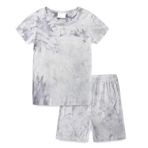 Hikido 2t Boys Clothes Outfit Toddler Neckline T-shirt Shorts Sleeve Set Cool Baby Girl Summer Clothes Fashion Tie Dye Gray18·24M