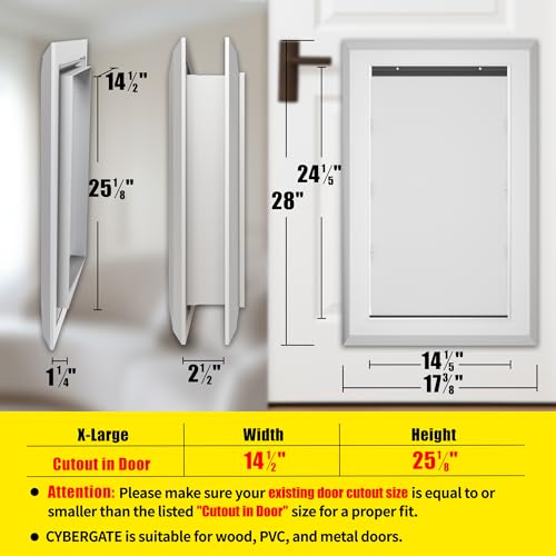 image for CYBERGATE Aluminum Dog Door for Exterior, Cutout Size 14 1/2''W x 25 1