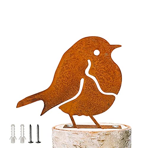 Rouge-Gorge rouillé, Oiseaux Rouillés avec Vis Oiseaux Jardin Silhouette Décoration Déco Métal Rouillé Jardin Yard Art Metal Birds Ornements de Oiseaux Patio Yard Paysage