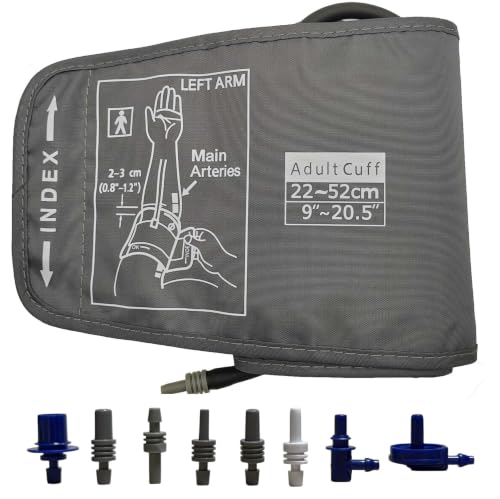 Extra Large Cuff Compatible with Omron 9-20.5 Inches (22-52CM) XL Blood Pressure Adult ARM BP Replacement Cuff for Big ARM Grey (Large+ 8 Connectors)