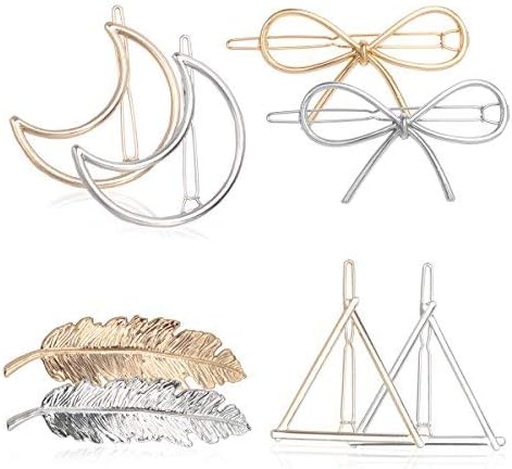 JACIYA Hair Clip for Women, 8pcs Vintage Hair Barrettes Hair Pins Moon Triangle Circle Butterfly Hair Clips for Girls Thick Hair Styling Hair Accessories