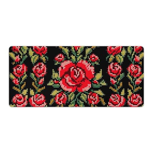 Tapis de souris en caoutchouc de 40 x 90 cm au motif brodé ukrainien