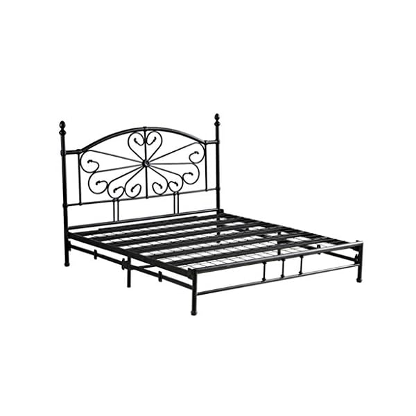 IRON Foldable Wrought Bed Does Not Need To Be Installed, Light And Simple Double Bed Non-slip Foot Mat Ultra-quiet Load Capacity Up To 400 Kg