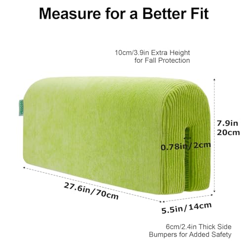 Image of AEOCOO Bed Bumpers for Toddlers, Size 2.3 Ft, Toddler Bed Rail Bumper Protector for Loft Beds & Bunk Beds, Premium Soft Memory Foam Bed Guardrail, Anti-Bump | Fall Prevention, Green