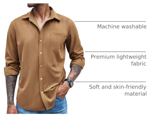 Image of COOFANDY Men's Waffle Button Down Shirts Casual Long Sleeve Shacket Jacket with Pockets