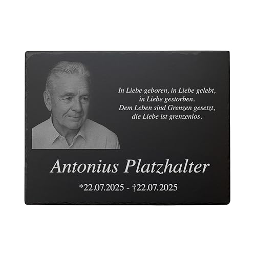 Grabstein Urnengrab - Grabplatte aus Premium Schiefer mit...