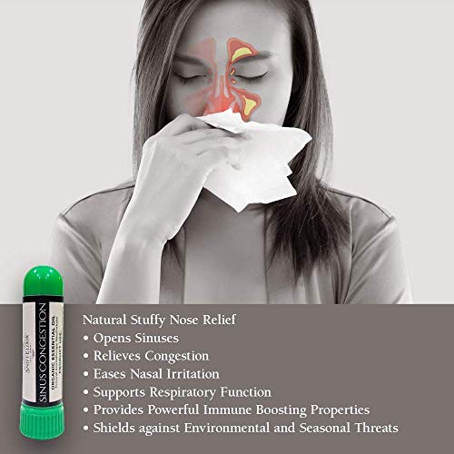 Sinus Relief Aromatherapy Nasal Inhaler - Relieves Severe Congestion, Pressure, Pain, Stuffy Nose - Open Sinuses & Breathe Right - Undiluted Organic Essential Oil Blend Diffuser Sniffer Stick #TOP1