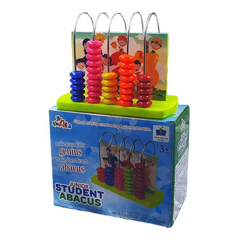 Image of BKDT Marketing Educational Abacus 5 Rods for Kids Early Math Skills for to Learn to Count, Add & Subtract with Colourful Beads - Mathematics Tool kit -Abacus Toys for Kids-Festival Gifts,Diwali Gift
