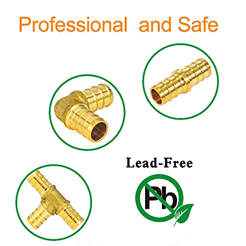 Breezliy Lead Free Brass PEX Fittings Kit,1/2" Tubing 24 Piece Set,12 PEX Coupling Fittings+8 PEX Elbow Fittings +4 PEX Tee Fittings for Multiple PEX Plumbing Projects - Thumbnail 6