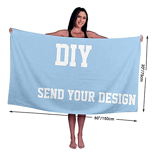 Ibedding Beach Towel,Personalized Bath Towels For Kids Microfiber Quick Dry Custom Sand Free Pool Towels For Adult Personalize With Your Name (Blue,30"X60") #TOP5