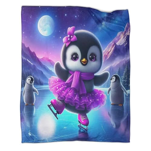 Couverture pingouin 3D en micropolaire plaid canapé lit enfant 100x130 cm