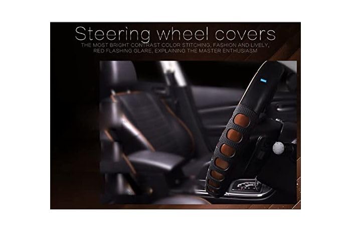 Image of NIKAVI Fashion Steering Wheel Cover - Brown Color | Size - Small | Diameter 36 cm | O-Type | Car Steering Wheel Protector, Anti-Slip, Stylish Leather Finish Grip Cover for Round Steering Wheels